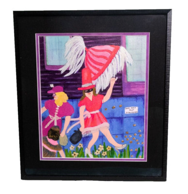 Mary Anne Pecot de Boisblanc ''Mardi Gras'' Framed Original Painting 14x20 Signed