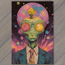 FLATCARD Alien Creature Moonlight Crypto Galaxy Sci-Fi Business Suit Geometric