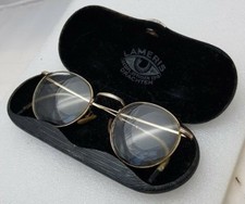 Eyeglasses gold plated antique rare frame  case