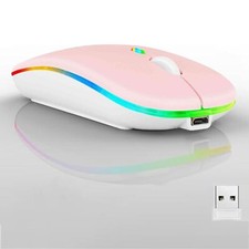 Wireless Bluetooth Mouse,LED Dual Mode Rechargeable Silent Slim Laptop Mouse,...