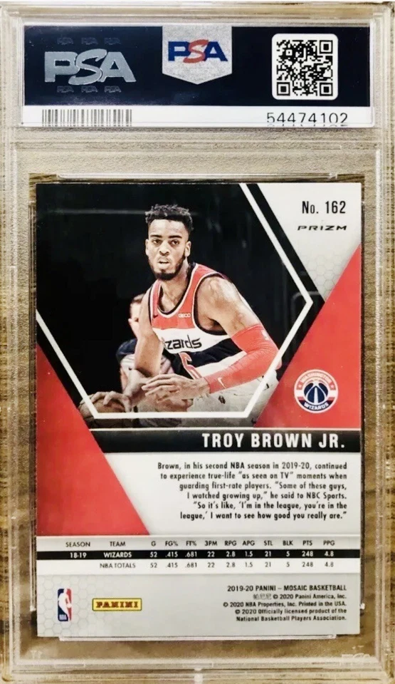Troy Brown Jr. 2019-20 Panini Mosaic Genesis PSA 9 SSP Wizards Pop 2 - Image 2 of 4