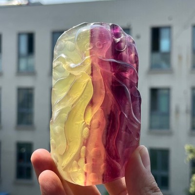 Natural Candy Fluorite Octopus Sculpture 1.1LB 4.1'' Crystal Carving Home Decor