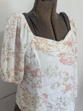 H&M Women Romantic Linen Blend Top Size M Swe...