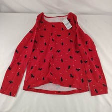 Toughskins Girls Red Polka Dot Scottie Dog Shirt Long Sleeve Sz LG 6X