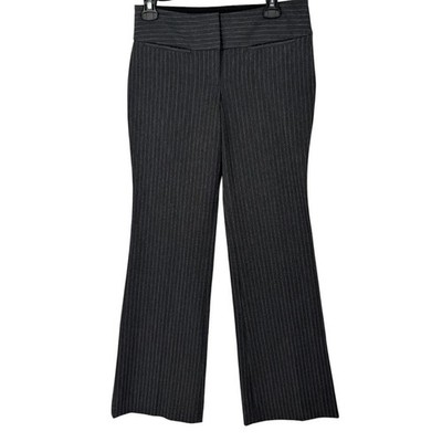 Vintage Y2K Express Editor Low Rise Pants Size 2 Pinstripe Gray Stretch