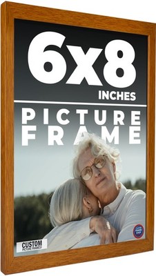 6x8 Flat Walnut Brown Wood Picture Frame UV Acrylic and Foam Board