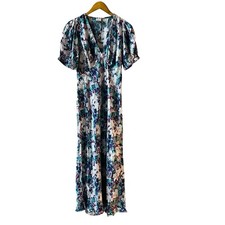 A New Day Floral Print V Neck Midi Dress Size S Small