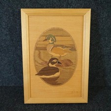 Hudson River Inlay Wood Marquetry Framed Artwork Wood Duck Nelson  READ