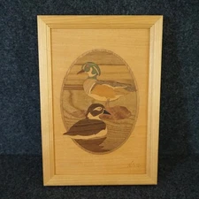 Hudson River Inlay Wood Marquetry Framed Artwork Wood Duck Nelson **READ