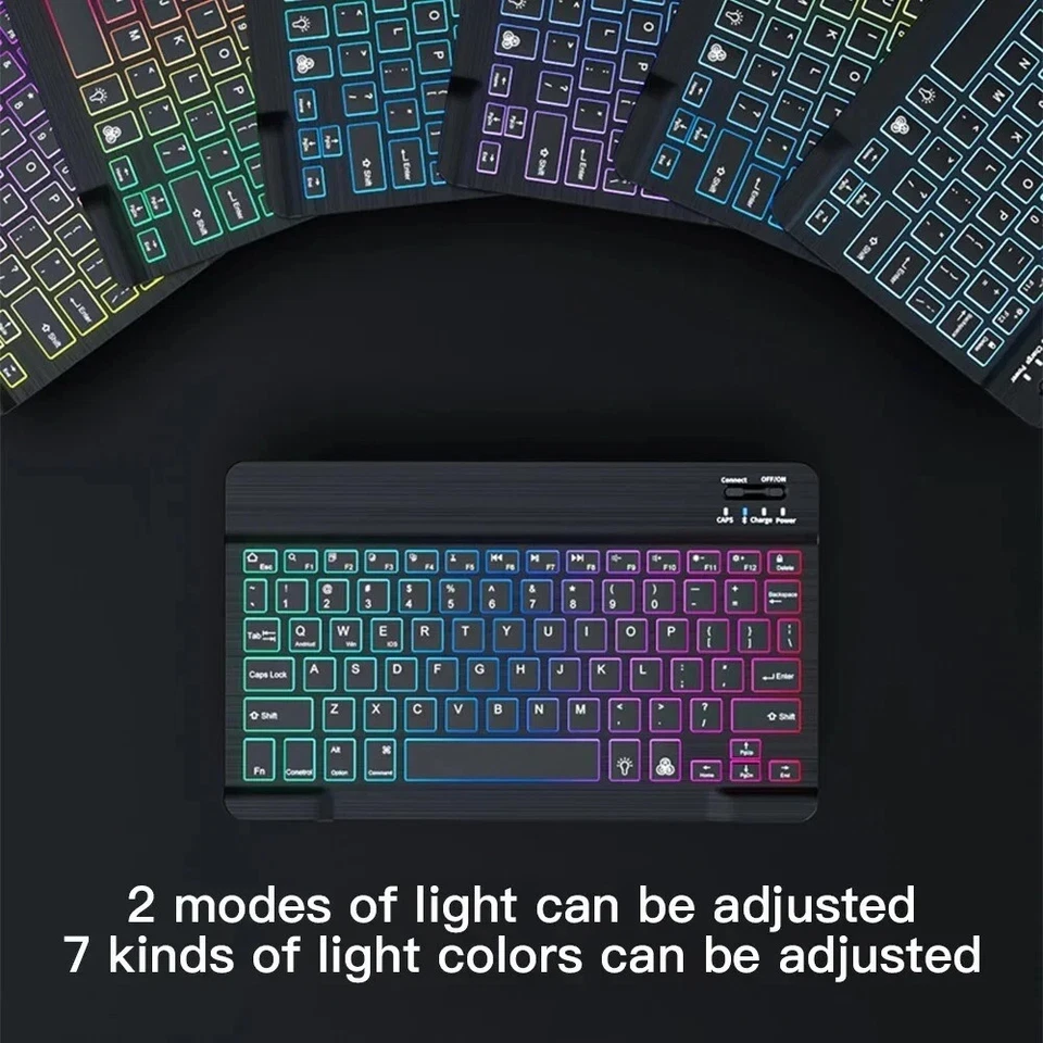 Black Wireless Bluetooth Keyboard and Mouse Android iOS Windows Mini Backlight - Image 2 of 4