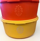 Vtg Tupperware Servalier Storage Containers Green Orange Yellow Set Of 3 + Lids — photo 3