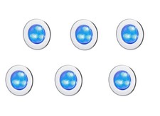 Blooma Hardin Brushed Silver Blue LED Round Decking light, Pack of 6 Mains Power