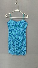 Lilly Pulitzer Women Dress 2 Blue Printed Nylon Sheer Lined Sleeveless Mini