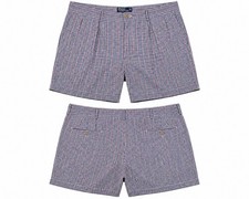 Polo Ralph Lauren Tyler Shorts Mens 38 Blue Gingham Plaid Pleated Cotton NB 19