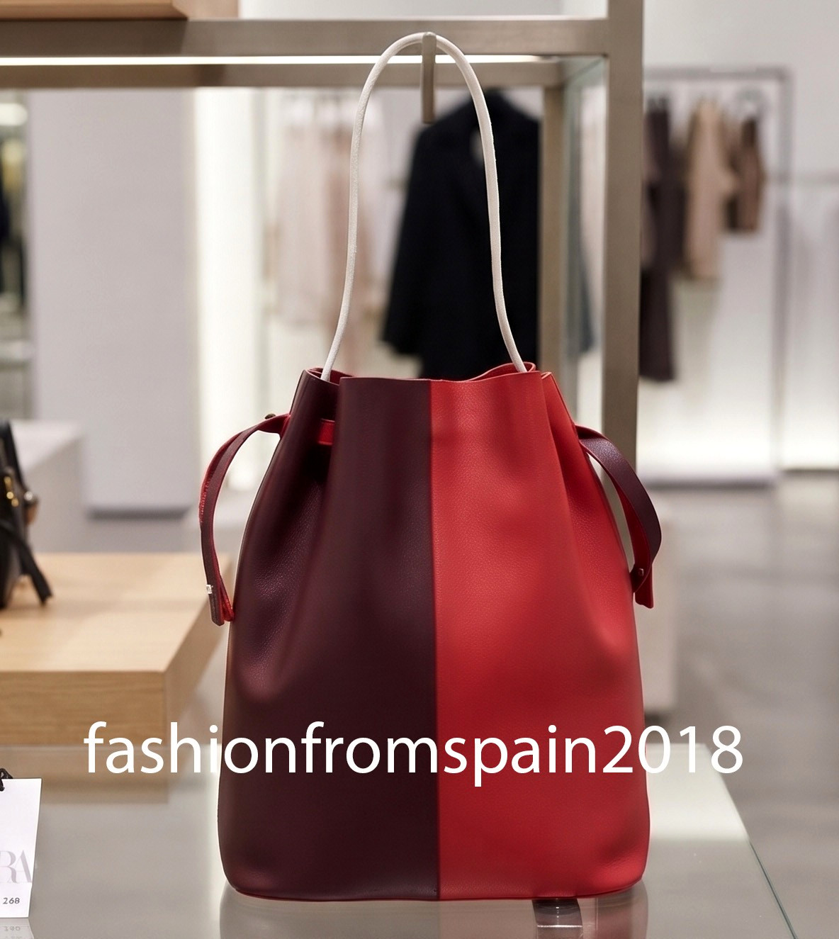 ZARA NEW WOMAN LARGE COLORBLOCK LEATHER BAG RED 6027/810/600 image 2