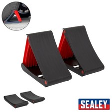 Image of Sealey WCF01 Folding Wheel Chocks Pair For Cars Light Vans Caravan