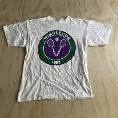 Vintage 90s Wimbledon Shirt Mens Large White Tennis Firefox 1993 Graphic Tee