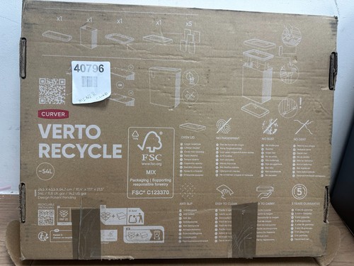 CURVER Verto 54L Hochabfalleimer, Schiebedeckel, schlankes Design - Bild 5 von 6