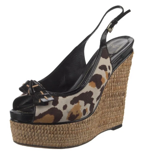 AUTHENTIQUE chaussure à talon compensé imprimé léopard Christian Dior pointure
