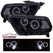 Smoke Projector Headlights Fits 2010-2014 Ford Mustang Led Halo Lamps Leftright