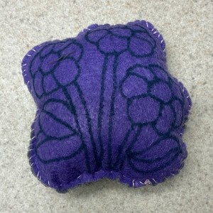 Purple & Gray Floral Fabric Flower Plushy