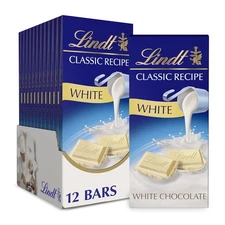 Lindt CLASSIC RECIPE White Chocolate Bar, White Chocolate Candy, 4.4 oz. (12