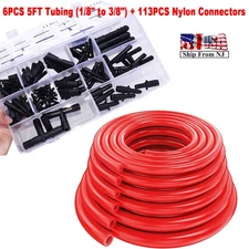 1/8" 5/32" 3/16" 1/4" 5/16" 3/8" Automotive Silicone Vacuum Tubing Hose Kit Red