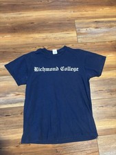 Vintage Richmond VA College Script Spellout Navy Tshirt Size Medium Made In USA