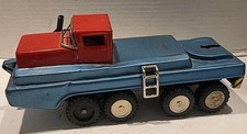 VTG SSS International Japan Tin Litho Toy Car Hauler Truck Only Red Blue 11 In.