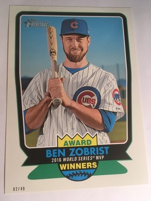 2017 Topps Heritage High Number Award Winners 5x7 Ben Zobrist Cubs /49