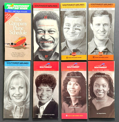 Set of 8 Southwest Airlines Timetables Effective 1987 through 2004