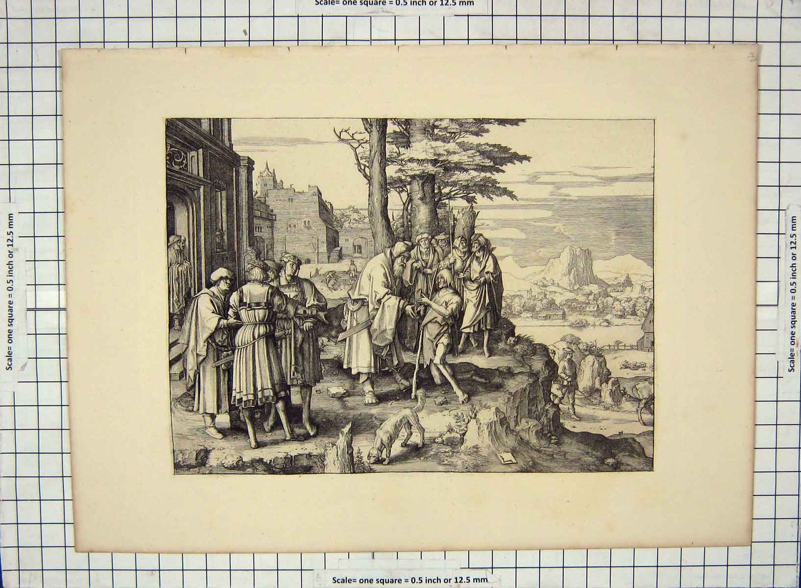 Original Old Antique Print Scene People War Costumes Buildings