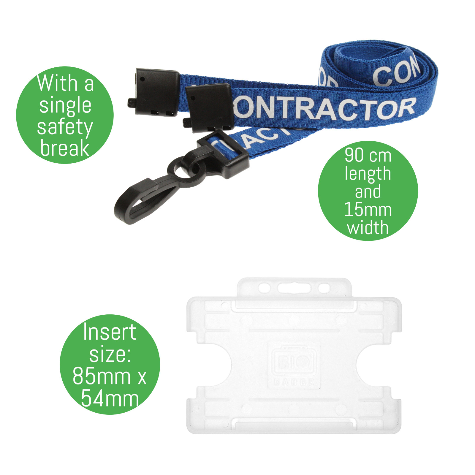 Printed Contractor Lanyard Safety Breakaway Neck Strap & Opaque ID Card Holder