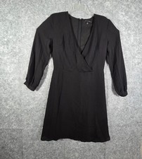 Banana Republic Wrap Dress Long Sleeve Knee Length Black Women's Size 6 Classic