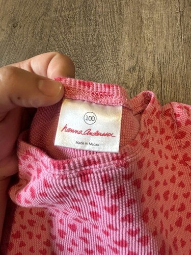 Hanna Andersson Girls Waffle Heart Long Sleeve Shirt Top Size 100 (girls 4) - Picture 4 of 5