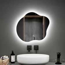 Asymmetrical Wall Mounted Led Backlit Bathroom Mirror, 45x50cm, Touch, Anti-Fog