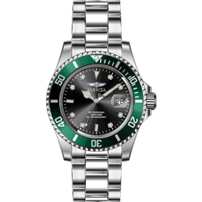 Invicta Pro Diver Date Quartz Black Dial Green Bezel Men's Watch 47353 