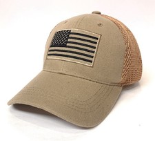 United States American Flag USA Brown Ball Cap Mesh-Back Snap Back