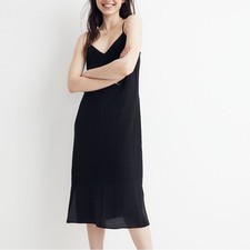 Madewell Silk Cami Slip Dress Black 2