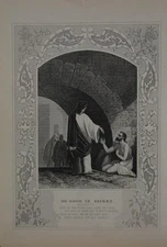 Antique Religious Art Do Good in Secret 1860 Christianity Original History