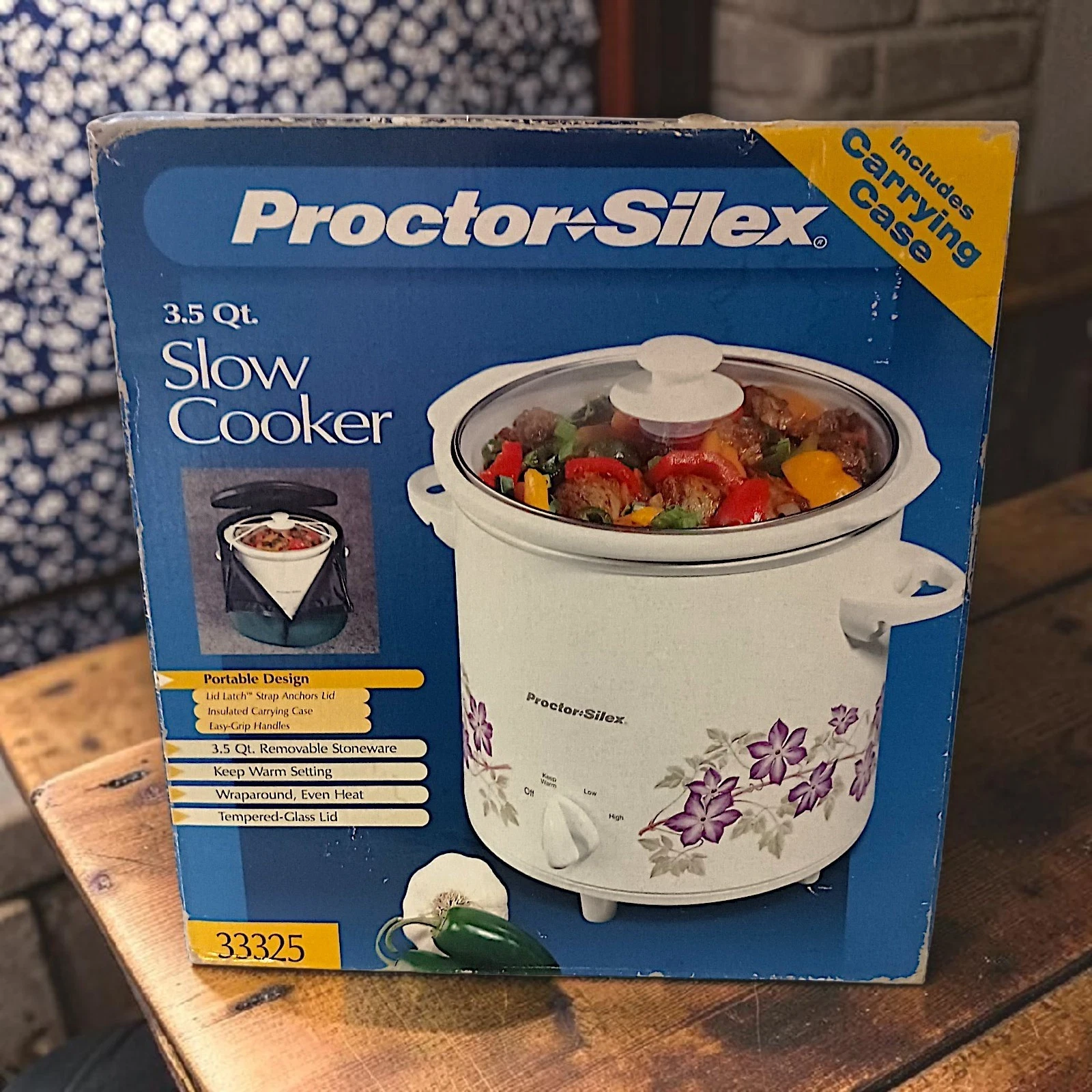 Proctor Silex Slow Cooker 3.5 qt #33325 Carrying Case Lid Latch Floral Design