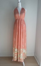 Bill Tice Vintage 1970s Peach Floral Lounge Dress sz S