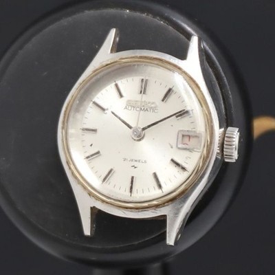Seiko Automatic 21 Jewels 2205-0040 Silver Dial Date Damenuhr