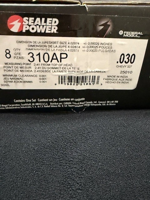 Sealed Power Cast Piston 310AP30 Chevy 327 Engine Foto 3 de 4