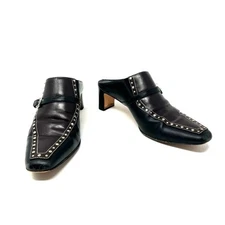 Brighton size 7.5 black & dark brown heeled mules 2195 249