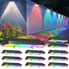Brighter Solar Fence Lights Outdoor Dusk to Dawn 2 LED Deck Door Wall Stair Lamp