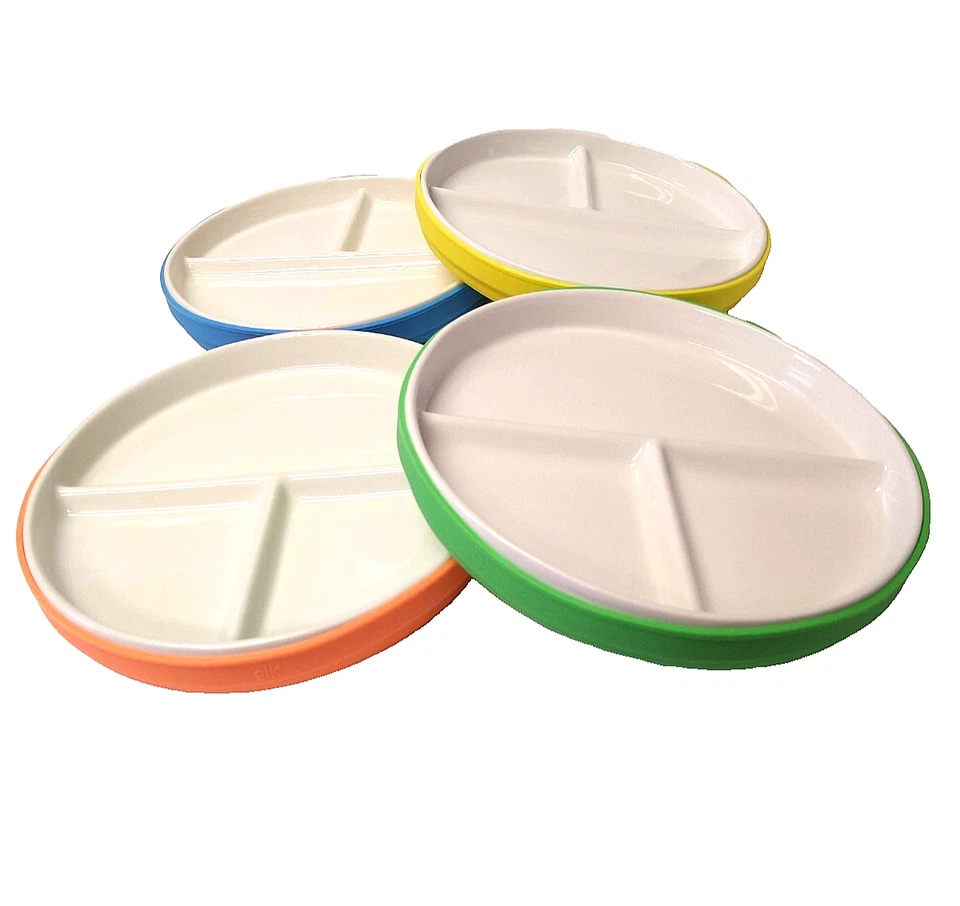 Placas de porcelana blancas divididas Elk And Friends 7,8 con mangas de succión de silicona Foto 3 de 4