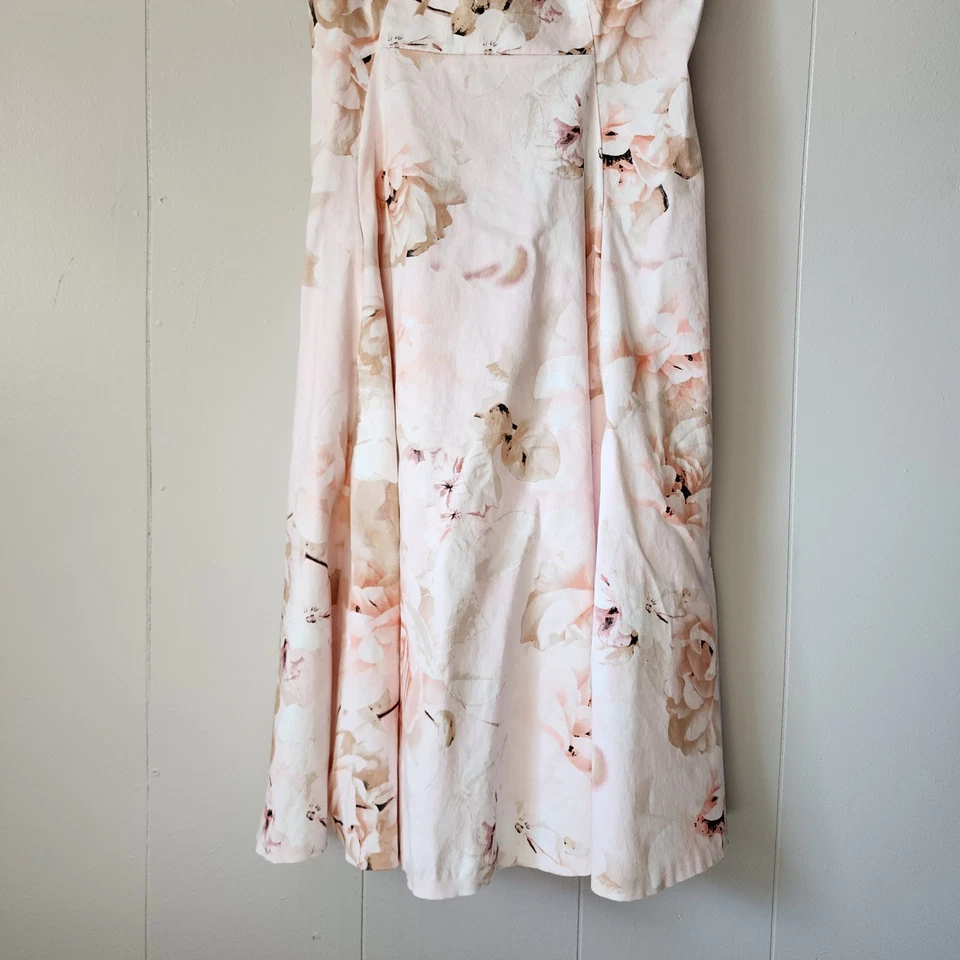 Calvin Klein Romantic Summer Party Floral Pink Sleeveless A Line Dress Sz 4 - Image 4 of 4