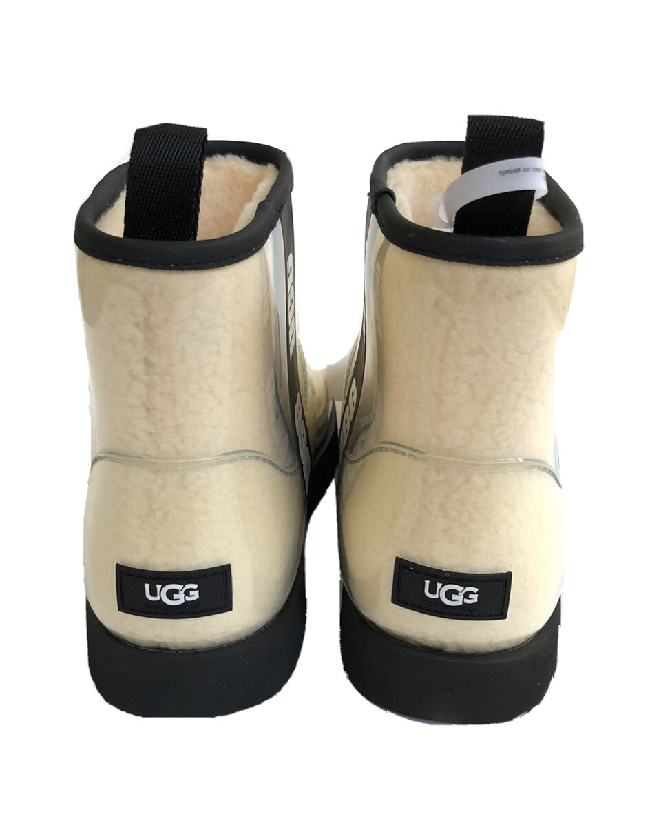 UGG CLASSIC CLEAR MINI NATURAL/BLACK WATERPROOF BOOT US 10 / EU 41