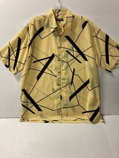 Vintage Men's sz Lg Bassiri Uomo USA Made Yellow Abstract “Size Large” 90s